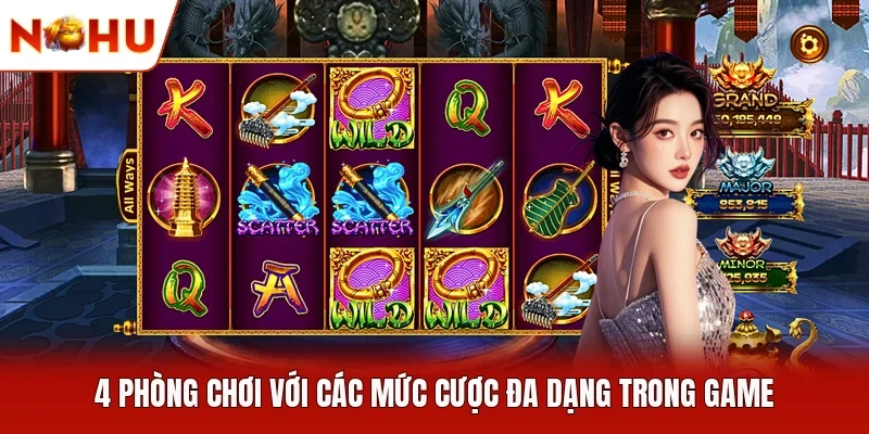 4 phòng chơi với các mức cược đa dạng trong game 